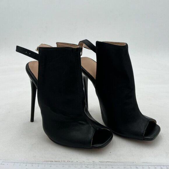 Black Peep Toe Slingback High Heels Sandals Chic Stilettos Dress Shoes - Picture 3 of 7